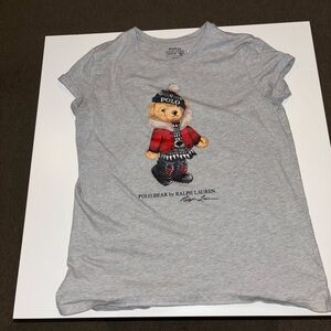 Girls Ralph Lauren Polo Bear large shirt (12-14). Gray gently wore.